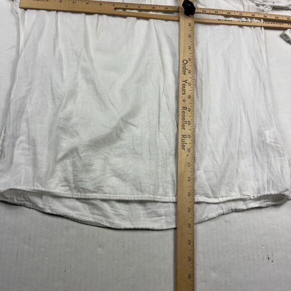 Lucky Brand White Eyelet Boho Blouse 3/4 Sleeve Festival Cottagecore Shirt Large - Picture 6 of 10